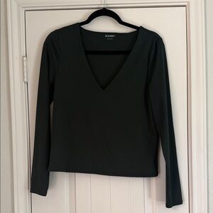 Old Navy Women's Dark Green V-Neck Long Sleeve Top